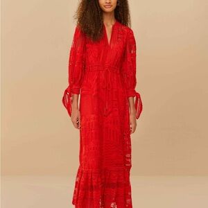 FARM Rio Vibrant Red Long Sleeve Dress